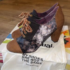 NIB $164  Desigual Women's Shoes Masculine Limon Heels Size 8 EU39 +dust bag